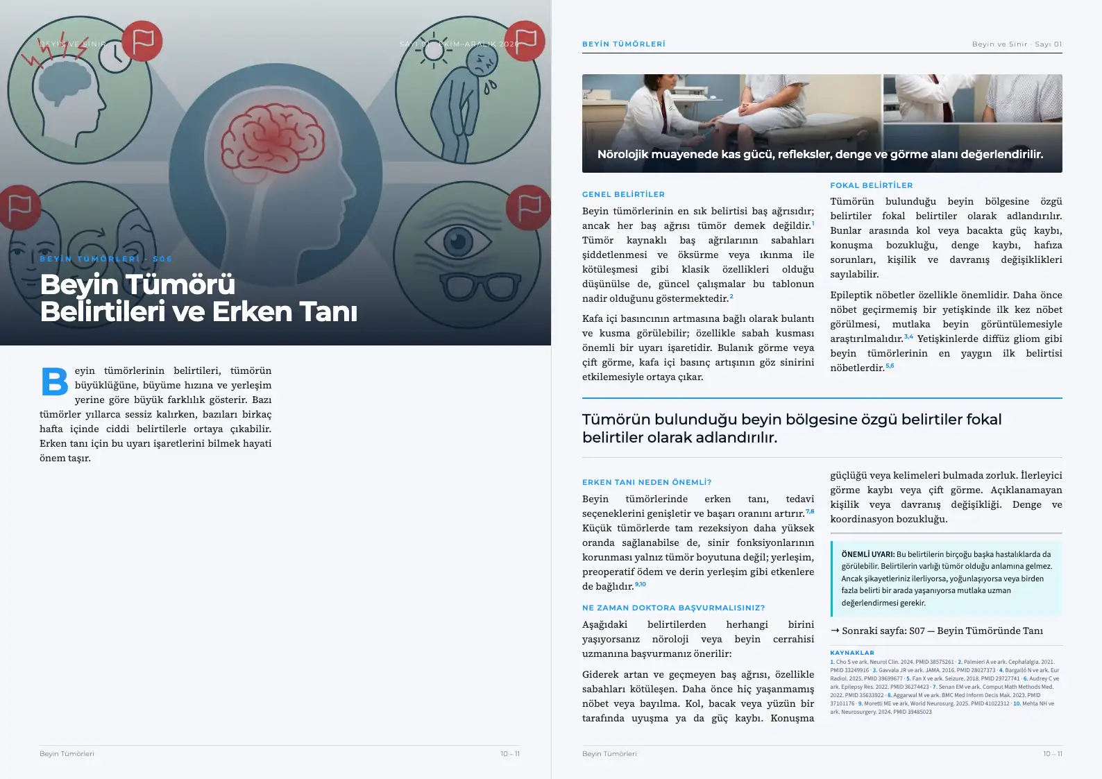 Beyin ve Sinir Sayı 01 — Beyin Tümörü Belirtileri ve Erken Tanı · s. 10–11