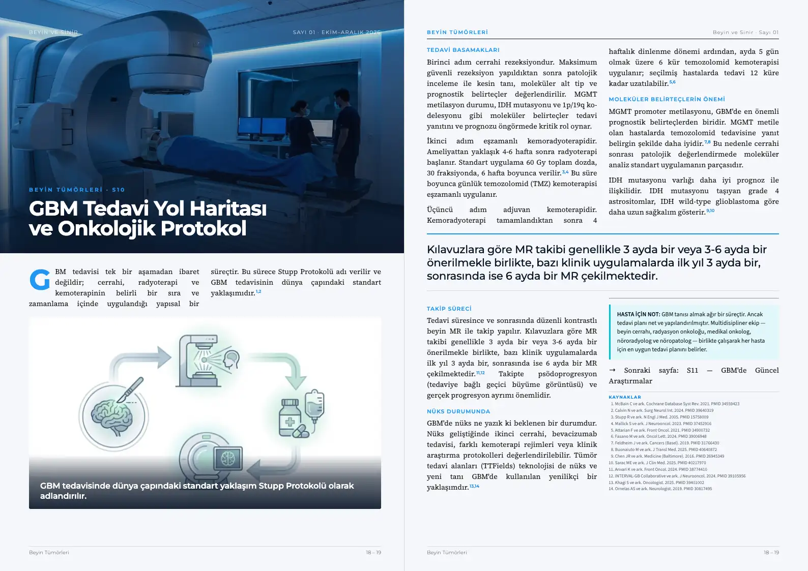 Beyin ve Sinir Sayı 01 — GBM Tedavi Yol Haritası ve Onkolojik Protokol · s. 18–19
