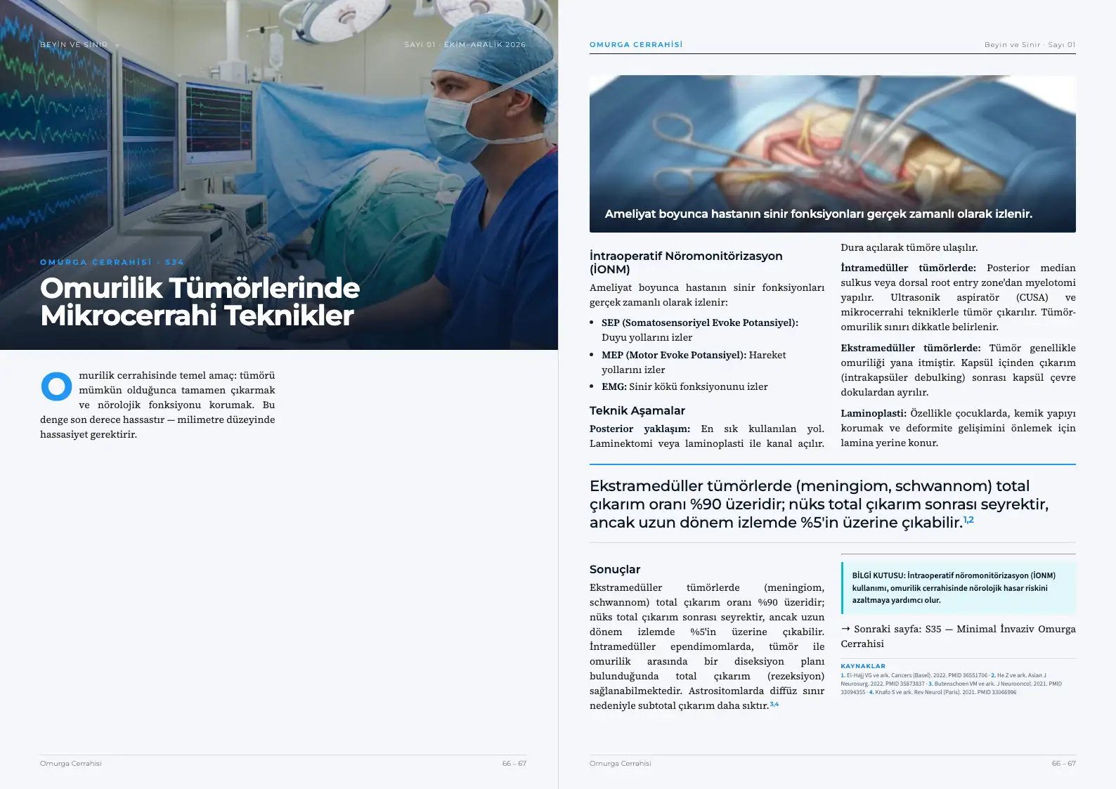 Beyin ve Sinir Sayı 01 — Omurilik Tümörlerinde Mikrocerrahi Teknikler · s. 66–67