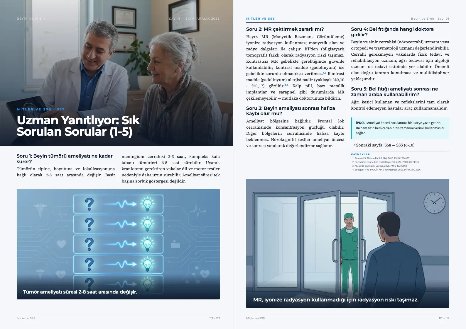 Beyin ve Sinir Sayı 01 — Uzman Yanıtlıyor: Sık Sorulan Sorular (1-5) · s. 112–113