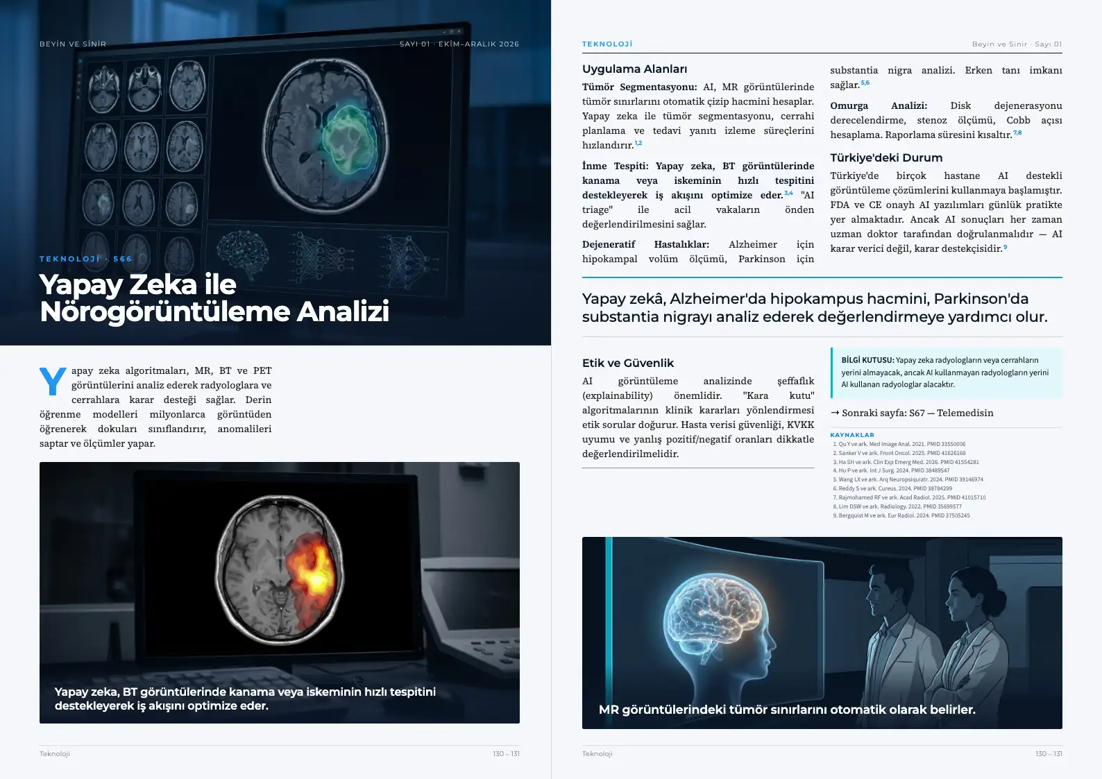 Beyin ve Sinir Sayı 01 — Yapay Zeka ile Nörogörüntüleme Analizi · s. 130–131